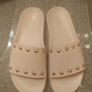 Michael Kors heart studded slide sandals